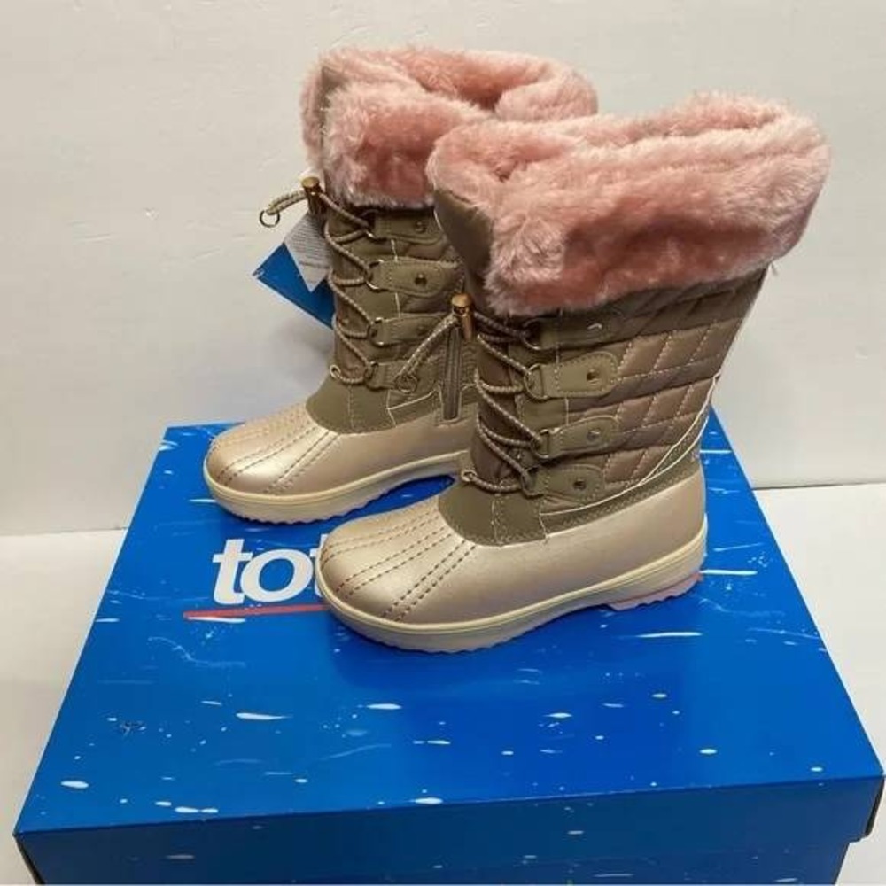 Totes Kids Girls Pink Fur Lined Snow‎ Boots Waterproof Winter Warm Sz 12/ #S2601